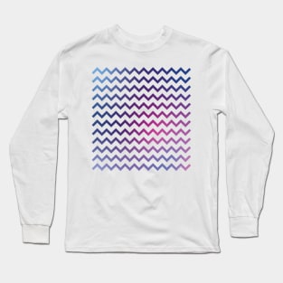 Chevron Stripes in Cool Blue Purple and Pink Gradient Long Sleeve T-Shirt